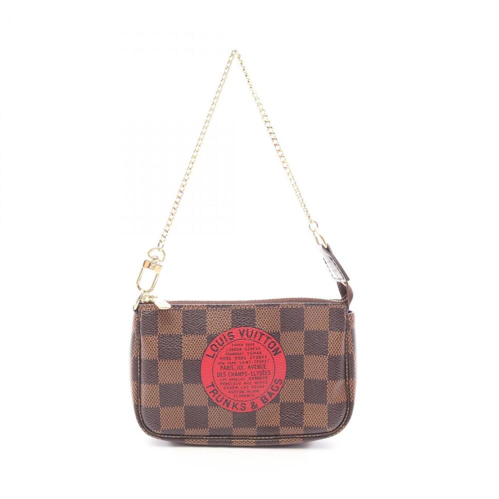 Louis Vuitton Mini Pochette Accessoires Damier Ebene T&B Handbag, Coated Canv...
